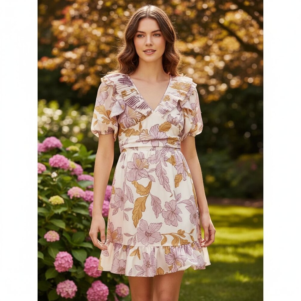 NWT En Saison Jeune Satin Floral Mini Dress